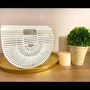 Caged Bamboo handbag in White
